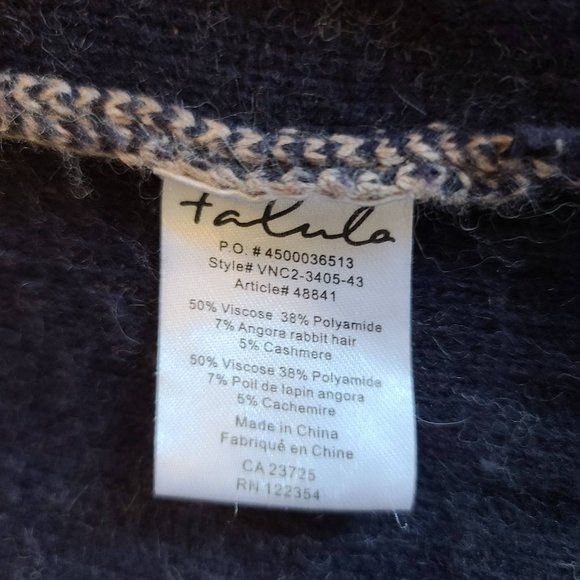Aritzia Talula Belmont Angora & Cashmere Blend Navy & Taupe Cardigan Medium - Picture 9 of 9